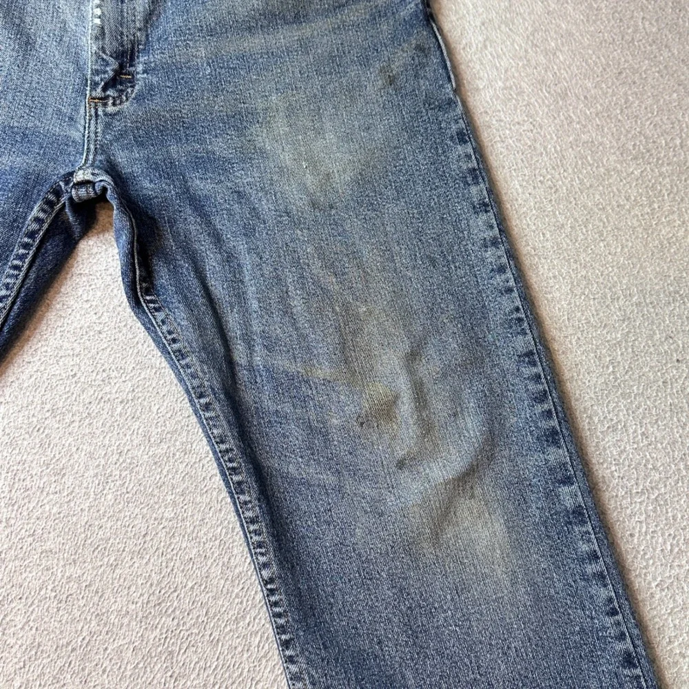 Wrangler Jeans Mens 36x29 Blue Regular Fit 96CFW Straight Leg Stretch Distressed
